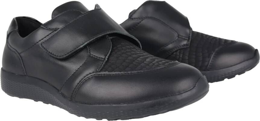 Waldläufer Zwarte leren damessneakers Black Dames