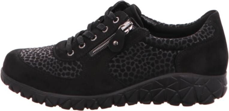 Waldläufer Zwarte Veterschoenen Black Dames