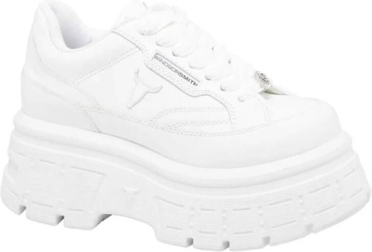 Windsor Smith Witte platte sneakers met sprankelende knoop-vetersluiting Wit Dames