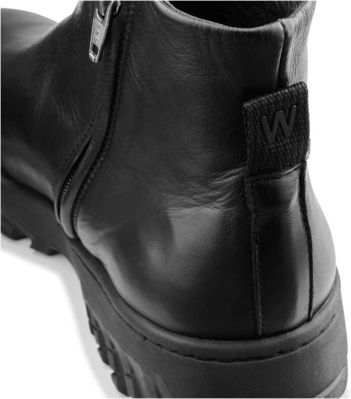 Woden Abbi Track Leather Black Dames