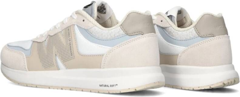 Woden Beige Suède Lage Sneakers met Reflecterend Detail Multicolor Dames