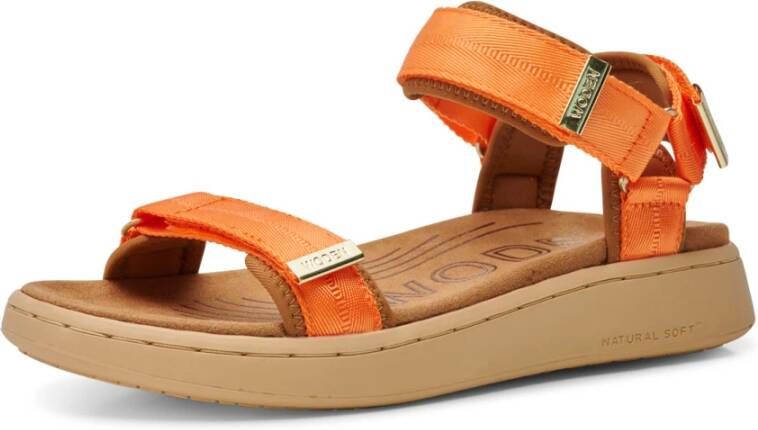 Woden Flat Sandals Oranje Dames