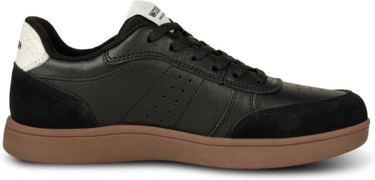 Woden Klassieke Leren Sneaker met Materialen Black Dames