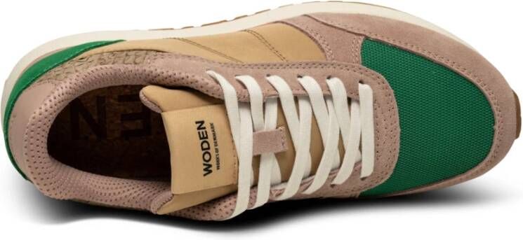 Woden Kleur-Blocked leren sneakers met kurkzool Multicolor Dames