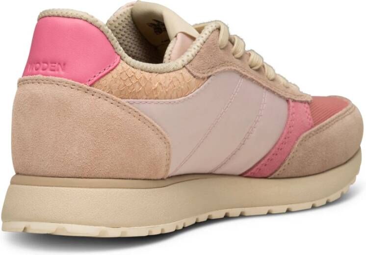 Woden Kleur-geblokkeerde leren sneakers met kurkzool Multicolor Dames