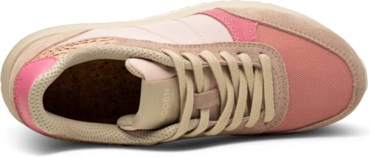 Woden Kleur-geblokkeerde leren sneakers met kurkzool Multicolor Dames