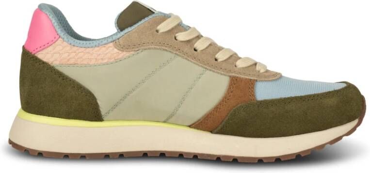 Woden Kleur-geblokkeerde leren sneakers met kurkzool Multicolor Dames