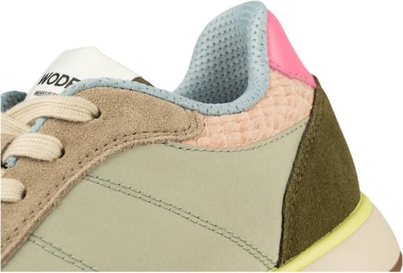 Woden Kleur-geblokkeerde leren sneakers met kurkzool Multicolor Dames