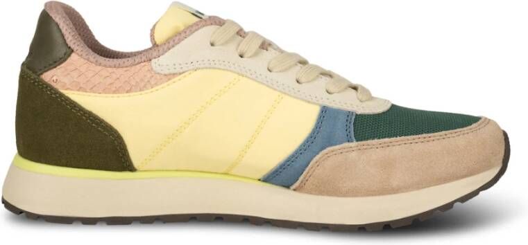 Woden Kleur-geblokkeerde leren sneakers met kurkzool Multicolor Dames