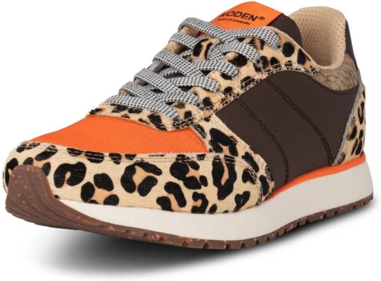 Woden Leopard Tijger Koeienhaar Slimme Modus Sneakers Brown Dames