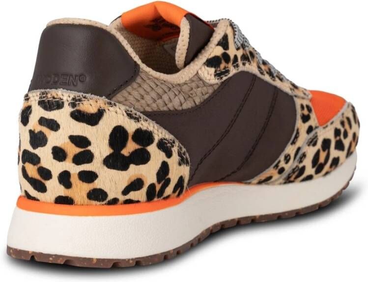 Woden Leopard Tijger Koeienhaar Slimme Modus Sneakers Brown Dames