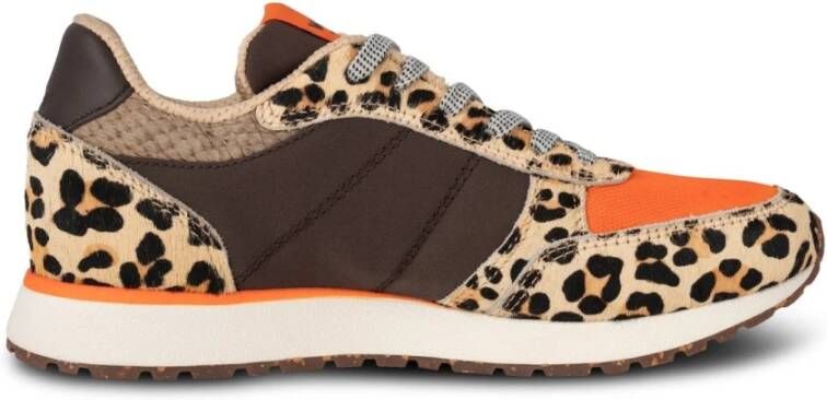 Woden Leopard Tijger Koeienhaar Slimme Modus Sneakers Brown Dames