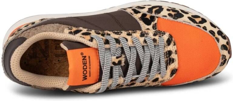 Woden Leopard Tijger Koeienhaar Slimme Modus Sneakers Brown Dames