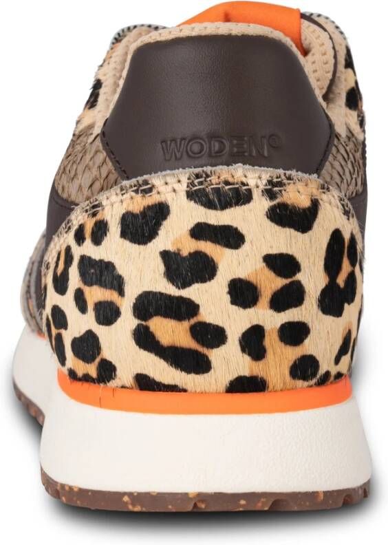 Woden Leopard Tijger Koeienhaar Slimme Modus Sneakers Brown Dames