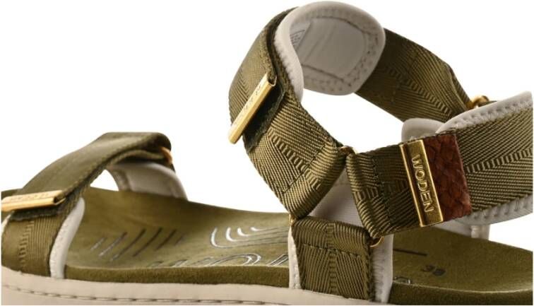 Woden M klittenbandslijn sandalen Groen Dames