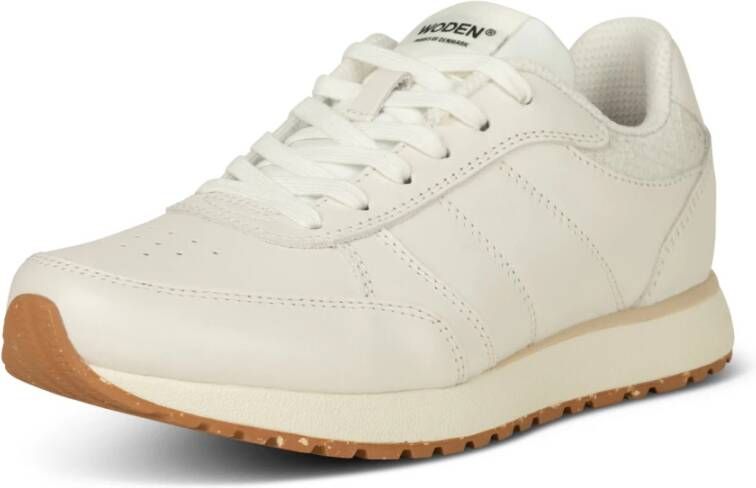 Woden Neutrale Leren Sneaker Fusion White Dames