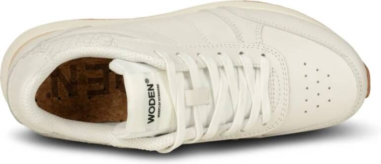 Woden Neutrale Leren Sneaker Fusion White Dames