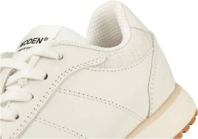 Woden Neutrale Leren Sneaker Fusion White Dames