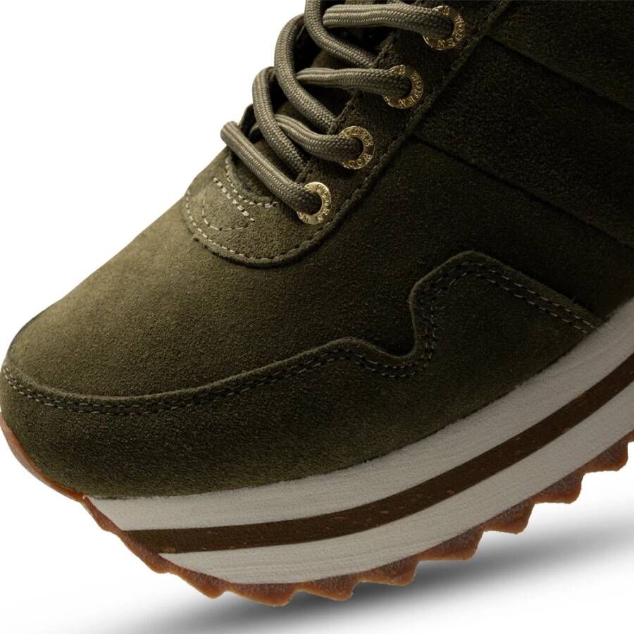 Woden Nora III suede plateau Groen Dames