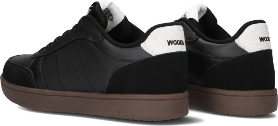 Woden Zwarte Leren Lage Sneakers Black Dames