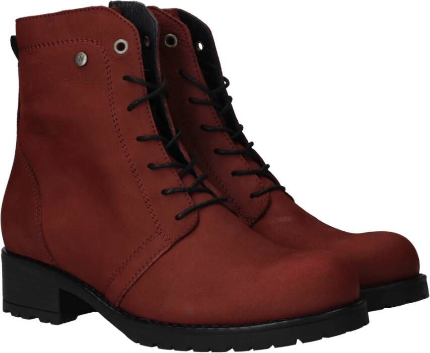 Wolky Rode Leren Veterschoenen Comfortabel Red Dames