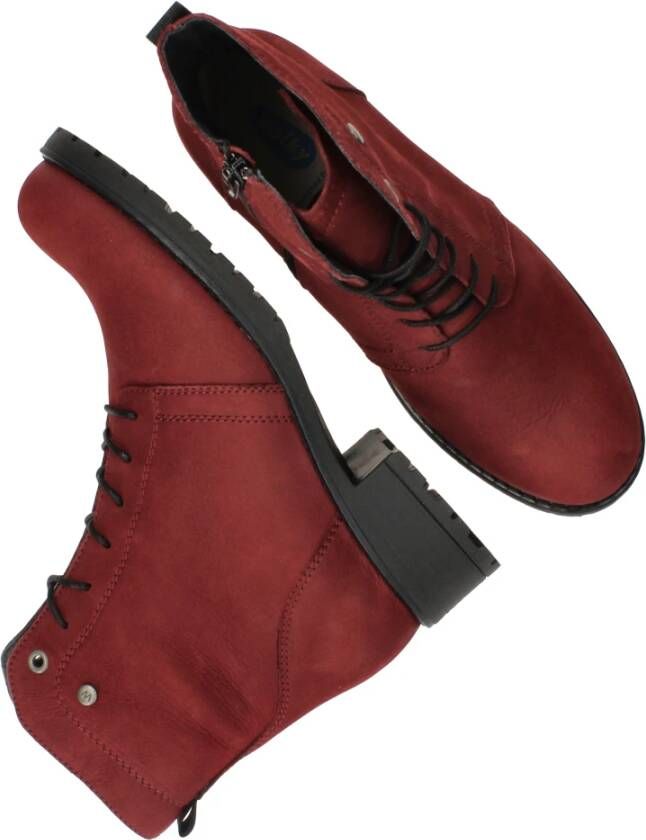 Wolky Rode Leren Veterschoenen Comfortabel Red Dames