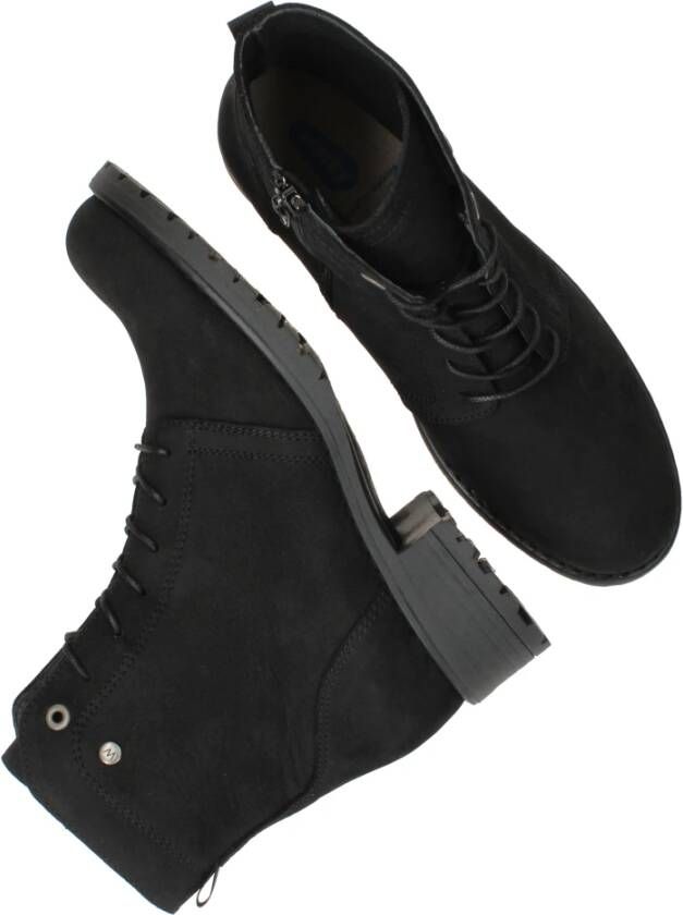 Wolky Zwarte Leren Veterschoenen Comfortabel Black Dames