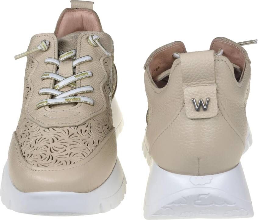 Wonders Beige Leren Cairo Sneaker Beige Dames