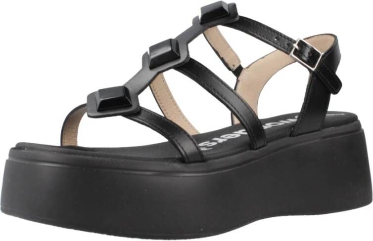 Wonders Stijlvolle Platte Sandalen voor Vrouwen Black Dames