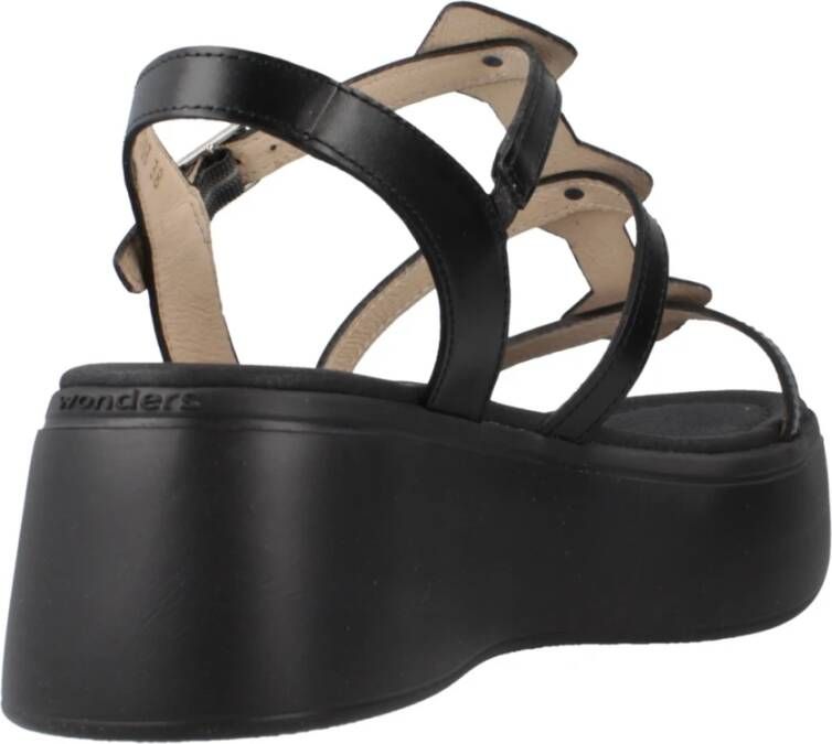 Wonders Stijlvolle Platte Sandalen voor Vrouwen Black Dames