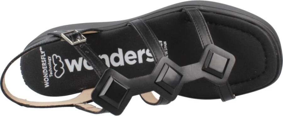 Wonders Stijlvolle Platte Sandalen voor Vrouwen Black Dames