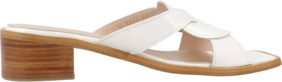 Wonders Heeled Mules White Dames