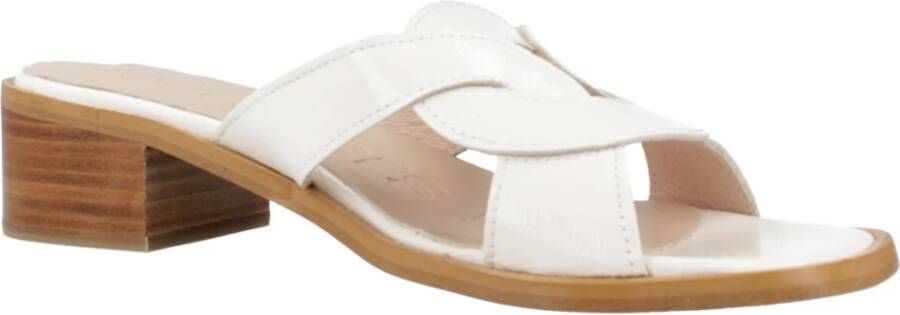 Wonders Heeled Mules White Dames