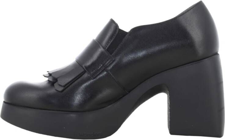 Wonders Klassieke Dames Loafer Hakken in Zwart Black Dames