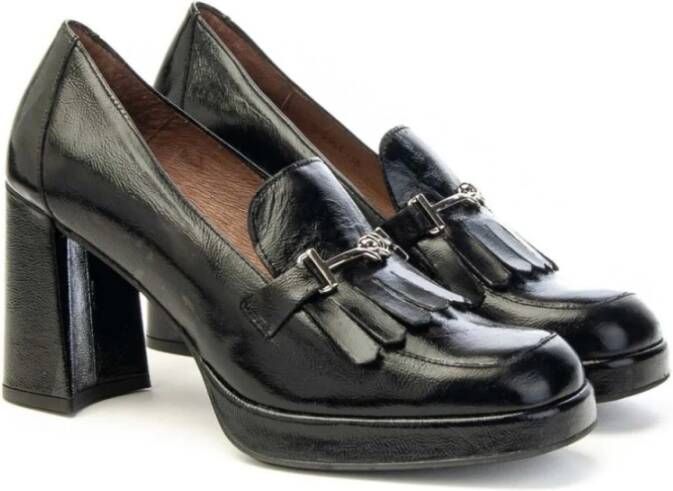 Wonders Leren Mocassin met Hak voor Vrouwen Black Dames