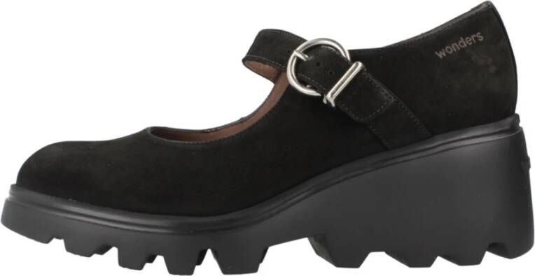 Wonders Platform Wedges Black Dames