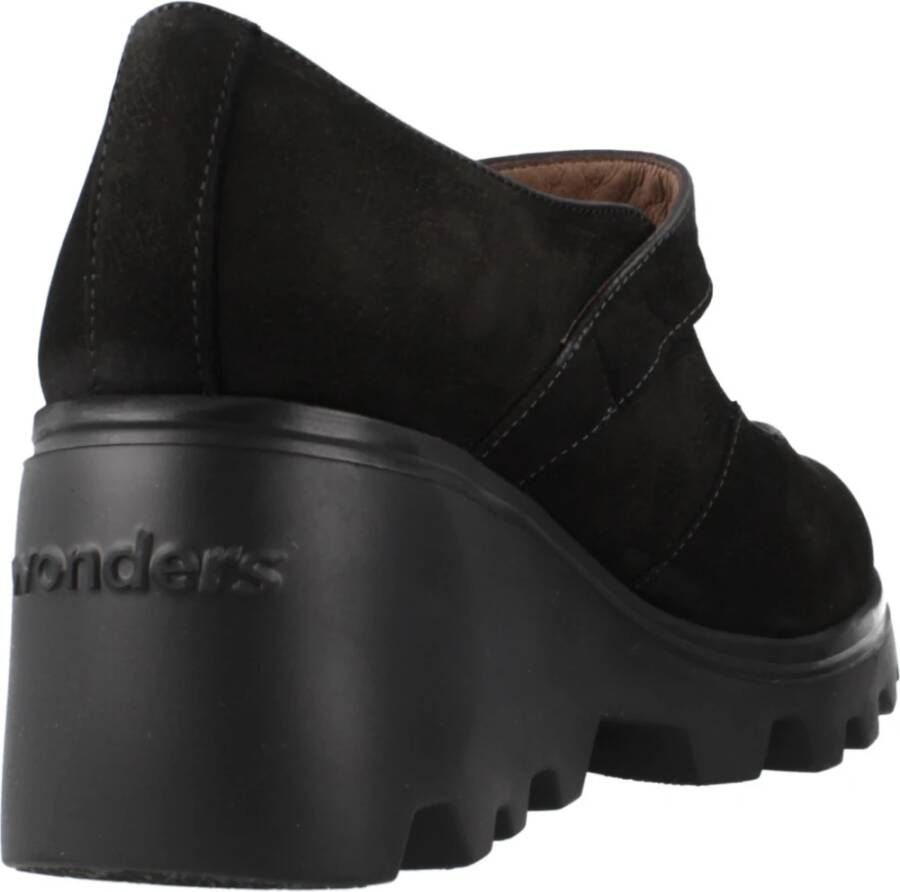 Wonders Platform Wedges Black Dames