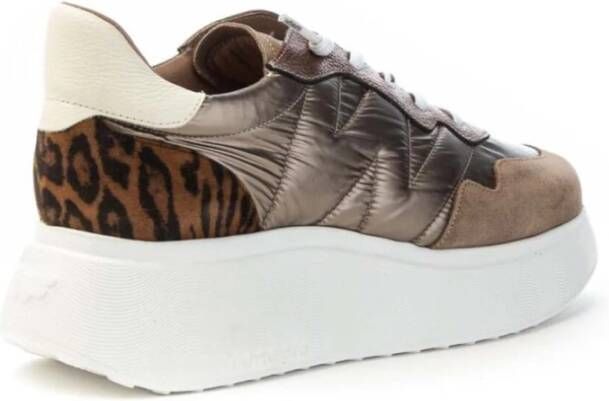 Wonders Suède en Stof Sneakers Vrouwen Brown Dames