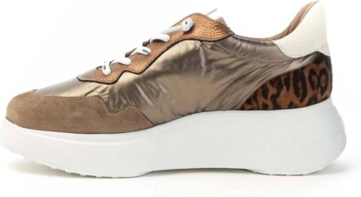 Wonders Suède en Stof Sneakers Vrouwen Brown Dames