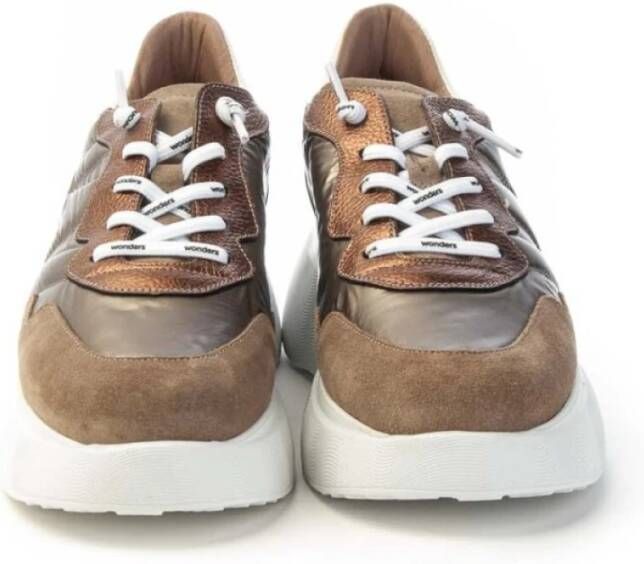 Wonders Suède en Stof Sneakers Vrouwen Brown Dames