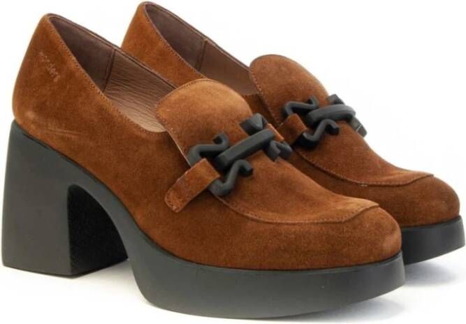 Wonders Suède Plateauschoenen met Decoratieve Band Brown Dames