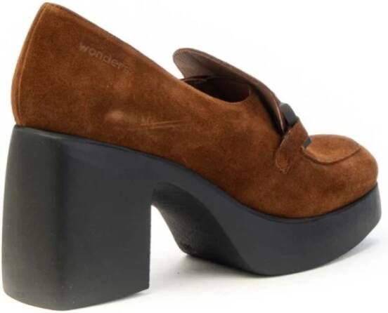 Wonders Suède Plateauschoenen met Decoratieve Band Brown Dames