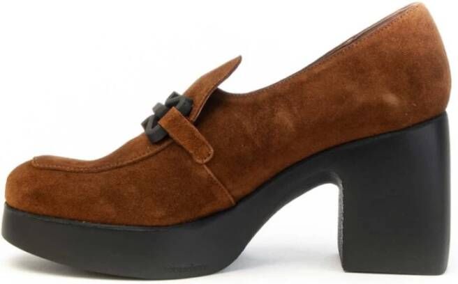 Wonders Suède Plateauschoenen met Decoratieve Band Brown Dames