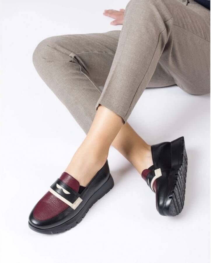 Wonders Zwarte dames loafers lichtgewicht sleehakken Black Dames