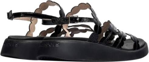 Wonders Zwarte Lage Sandalen Elegant Comfortabel Black Dames