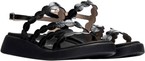 Wonders Zwarte Lage Sandalen Elegant Comfortabel Black Dames