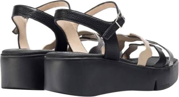 Wonders Zwarte Lage Sandalen Elegant Comfortabel Black Dames