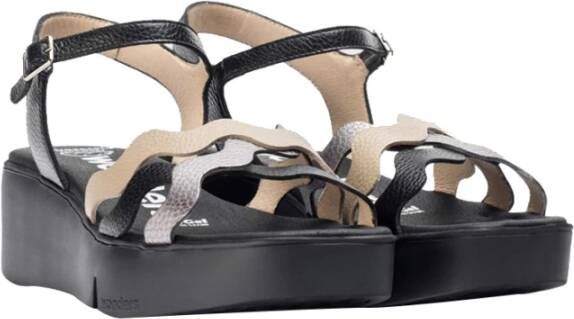 Wonders Zwarte Lage Sandalen Elegant Comfortabel Black Dames