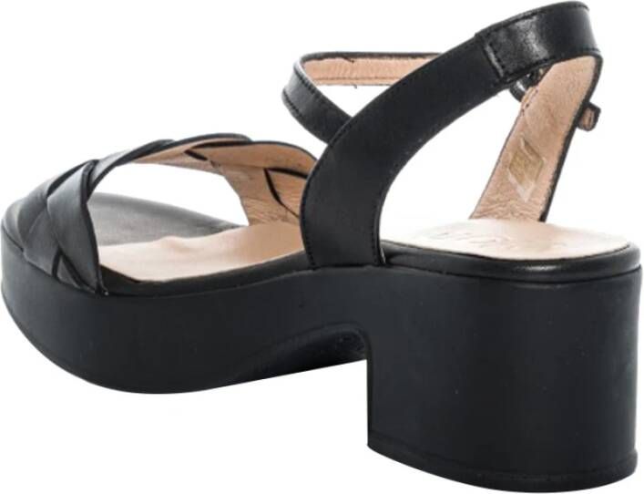 Wonders Zwarte Sandalen met Keramische Platen Black Dames