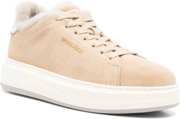 Woolrich Beige Sneakers met Suède Details Beige Dames